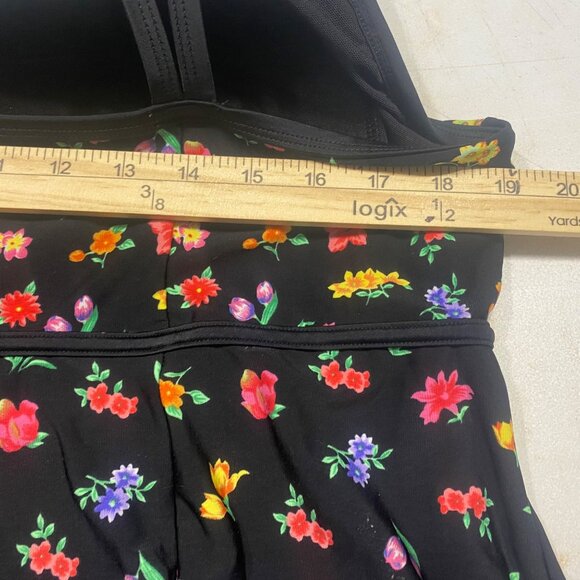 St. Johns Bay Black Floral Tankini Swim Suit Size 24W One Piece‎ Plus Size Skirt - Picture 9 of 12